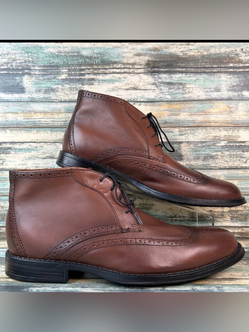 Nunn Bush Wingtip Dress Boots Mens 11 Brown Leather Lace Up Brogue Work Comfort